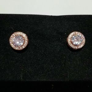Cate & Chloe Mariah 18k Rose Gold Halo Stud Earrings with Round Cut CZ